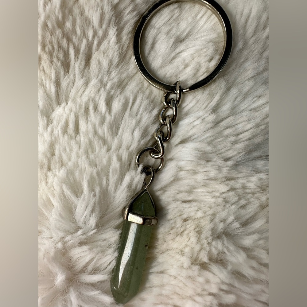 Carved unknown gemstone keychain